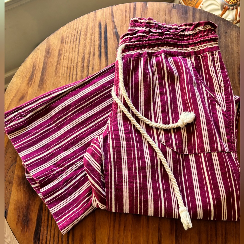 Roxy Burgundy Striped Pants